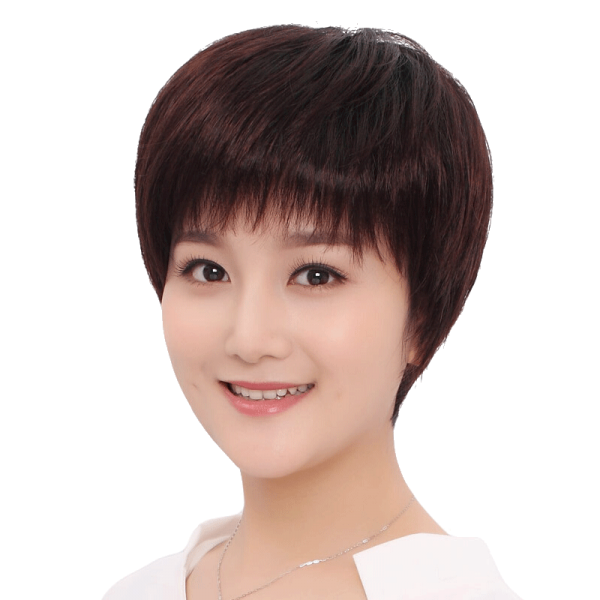 백사당 가발 단발머리 중로년 가발 여성 엄마 가발 가발 진짜 사람 머리카락 박진감 넘치고 자연스럽게 통기백 (통기백), 상세페이지 참조, 상세페이지 참조