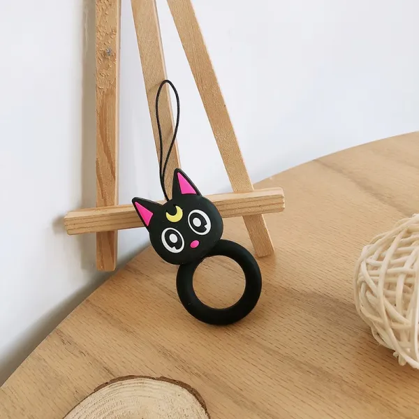 입체 두꺼운 실리콘 핸드폰 반지 링 애니메이션 짧은 줄 건 열쇠걸이 충격흡수 래빗 다이노스 아니 끊기다 1 핸드폰 반지 링 노라의 고양이가 있다