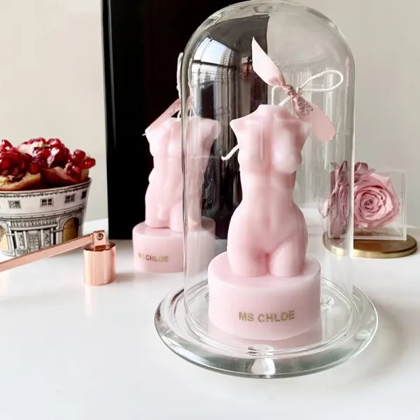 밀랍 인체 조소품 양초 수공 스타일링 북유럽스타일의 집안용 커플데이 결혼식 크리스마스선물, T04-소프트핑크 여체(포함받침)