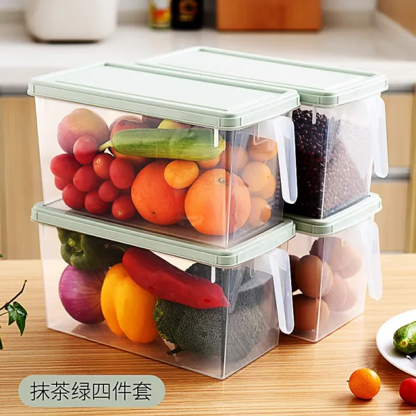 수납 함 보관 함 직사각형 서랍 식 계란 상자 식품 냉동함 주방 수납 신선 한 플라스틱 저장 함 토 탈 - 4 종 세트
