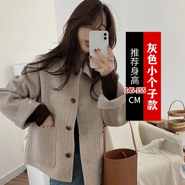 가을 왜소 숏 여성 캐시미어오버코트 작은 150 스카이 슬림핏