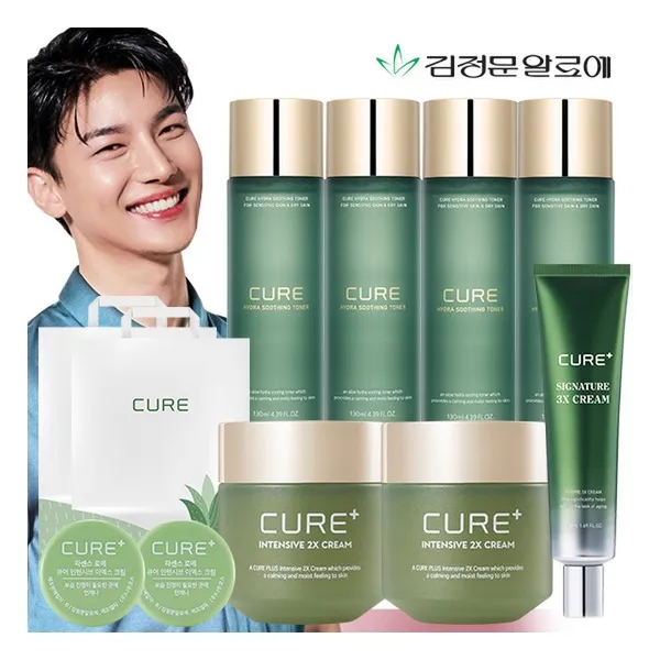 김정문알로에 [추석특집] 기초(토너+에멀전)2세트+큐어 인텐시브2X크림 2병+큐어3X크림+큐어미니2개 기초 풀세트, 단일상품, 기타, 기타