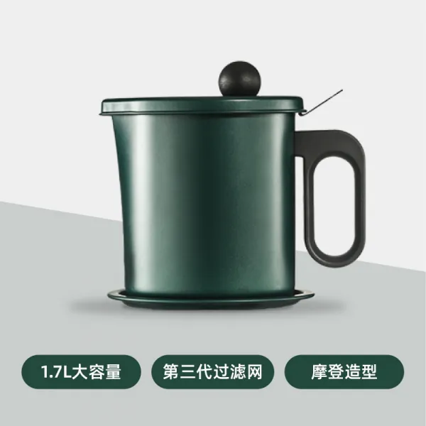 주방 키친 가정용 대용량 여과 기름병 기름띠를 발견했다 뚜껑 탱크 조미 돼지 찌꺼기 신기, 다크그린 색깔 대략 놓아둘 수 있다