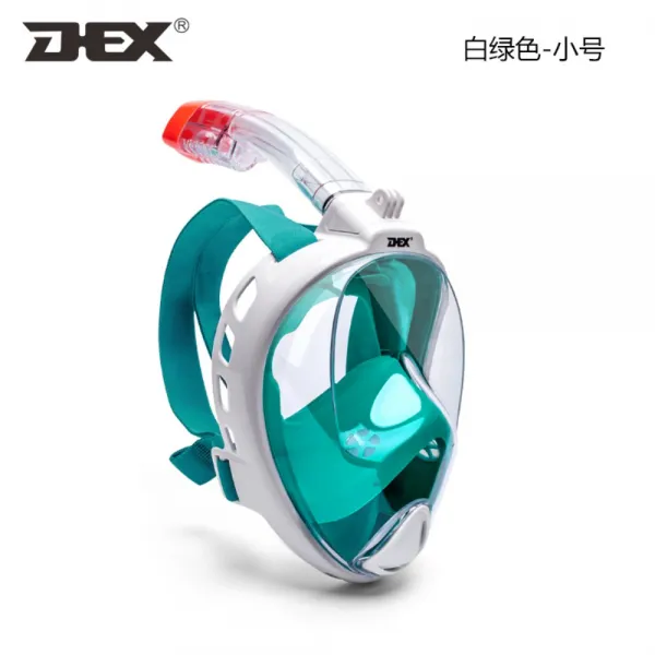 Dex 스노클링 마스크 다이빙 고글 풀 페이스 수영 고프로 액션캠 호환 녹색 S / M 작은 코드