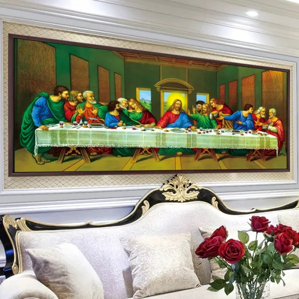 DIY보석십자수 예수님과 12제자 최후의 만찬 비즈 큐빅 십자수 대형 기독교, 150×66cm+도구세트 포함