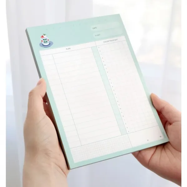 아이코닉 하루 24시간 10분단위 스터디플래너 학습체크 계획 목표 공부 일러스트 스케줄러 플래너, 민트