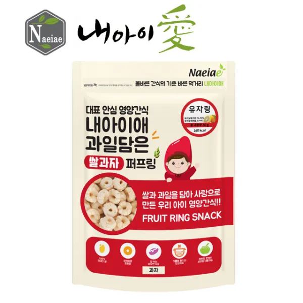 내아이애 유기농 쌀과자 떡뻥 스스로스틱 과일칩 모음 할인전(추가증정 이벤트), 과일담은 쌀과자 유자링, 1개