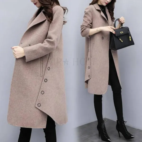 kirahosi 롱코트 가을 겨울 여성 모직 캐시미어 롱코트 자켓 아우터 슬림핏 코트 110-332 BW51p2dk