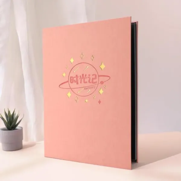 접착식앨범 부착식 사진현상 기념품 커플 수납앨범 어음 생일 대용량 앨범 기념책 사진얇은 T20 휴대용 타입 시간 기 핑크 브론징 C05 40장 80면 검은 페이지