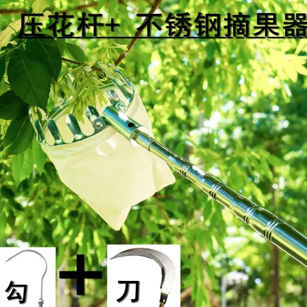 핸드 컷아웃 스텐 스틸 적출 과 신기 다용도 스트레치 스틱 고공 과일 따기 감 호두 엠보 9베이지 스테인리스강 과일