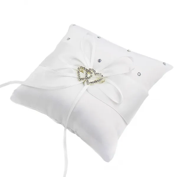 STK웨딩 크리스탈 새틴 링 베개 링 무기명 링 디스플레이, 흰색 20x20cm
