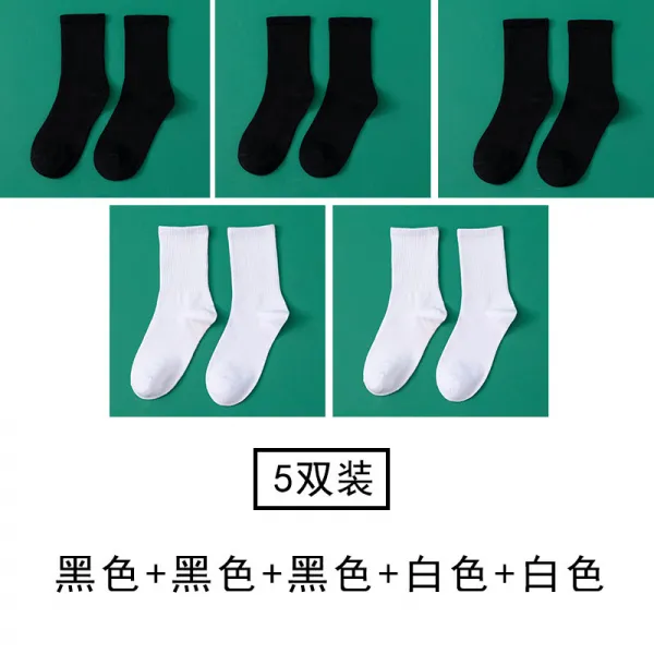 굿럭 무자수 커플 미드 블랙 솔리드 무지 백중 통사계절 학원 무드 장양말 패션 자녀 겨울 가을