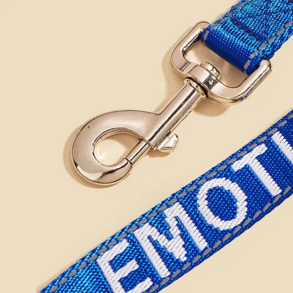 감정적 인 동물 가죽 끈 서비스 개 리드 내 네오프렌 패딩 핸들 1in 4ft, AE) EMOTIONAL (Blue)