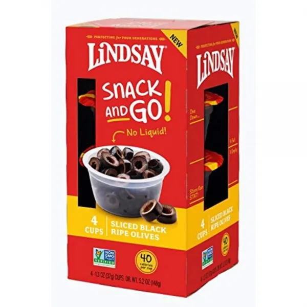 린지 스낵 앤 고 슬라이스 블랙 올리브 4컵 148g / Lindsay Snack and Go Sliced Black Ripe Olives