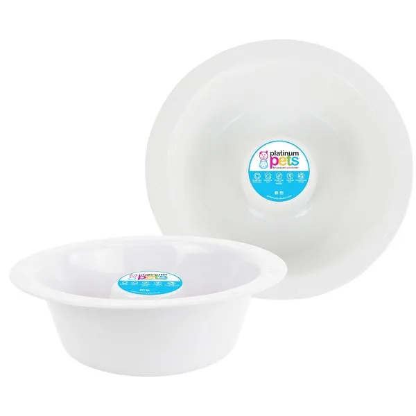 Platinum Pets - 플래티넘 애완 동물 Switchin 천천히 먹는 스테인리스 넓은 림 개 / 고양이 그릇 50 oz 펄 화이트