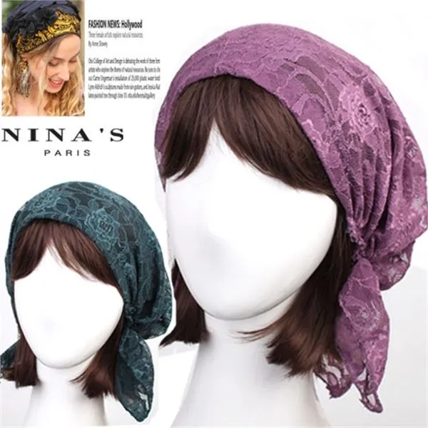 니나스파리 로즈자카드 망사레이스두건 0ss166