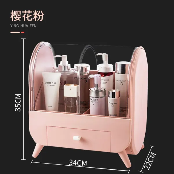 대용량 화장품 정리 수납함 메이크업 박스 화장대 핑크