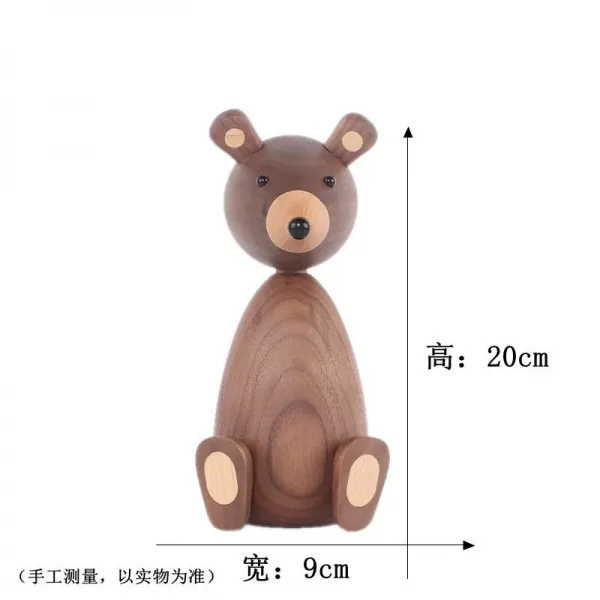 덴마크어 북유럽 나무인형 장식품 원숭이등 동물 공예 나무 제품 집들이 선물 홈인테리어, 큰 Q 곰 20cm 높이