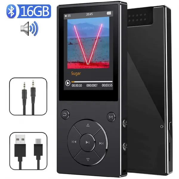 ChenFec ChenFec MP3 플레이어 16기가바이트 MP3 플레이어 블루투스 4.0 무손실 사운드 음악 플레이어 스, 상세페이지참조, 16G Black