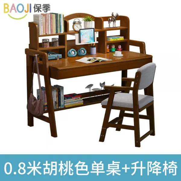 초등학생 책상 여아 신학기 컴퓨터 입학 1인용 남아 우드 저학년 공, 리프트 호두0.8m책상+리프트의자