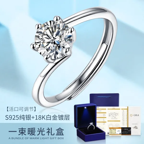 18k커플링 모산스톤 다이아몬드 링 1캐럿 커플 링 여성 스털링 실버 링 링 18K 골드 커스텀 프로포즈 결