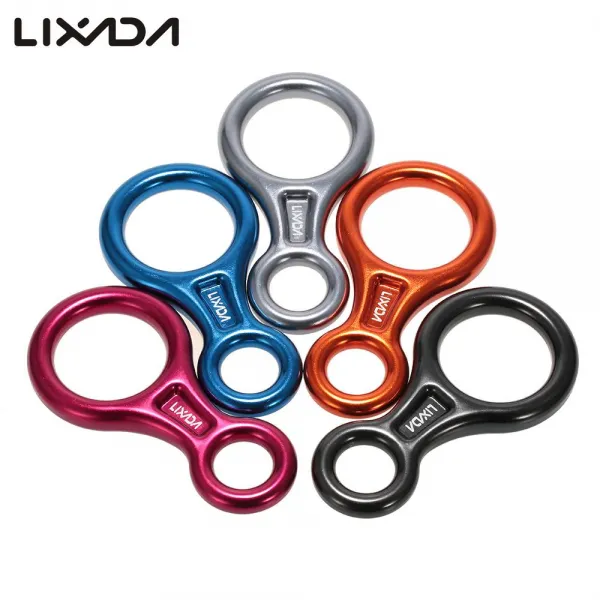 Lixada 35KN 8 형상의 암벽 등반 캐러비너 Absiling 내리막 안전 링 장치아웃도어 공구, 01 red