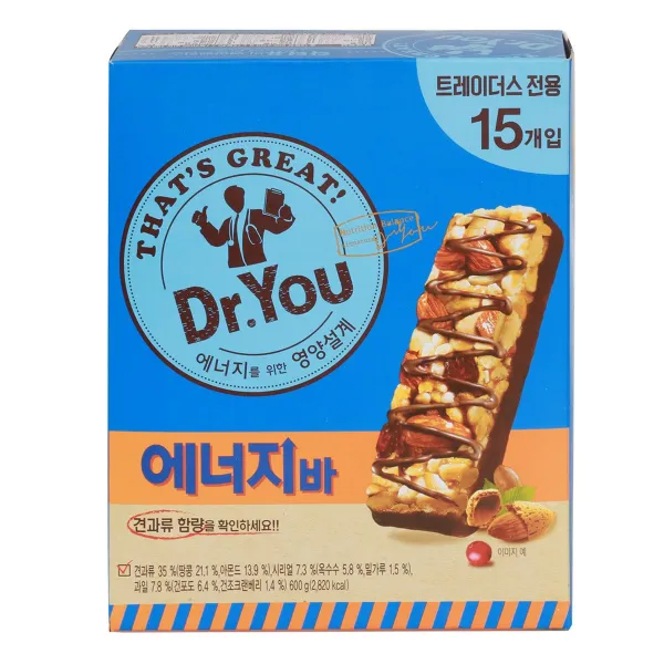 오리온 닥터유 에너지바 40g 15입 식사대용 시리얼바 시리얼, 15개