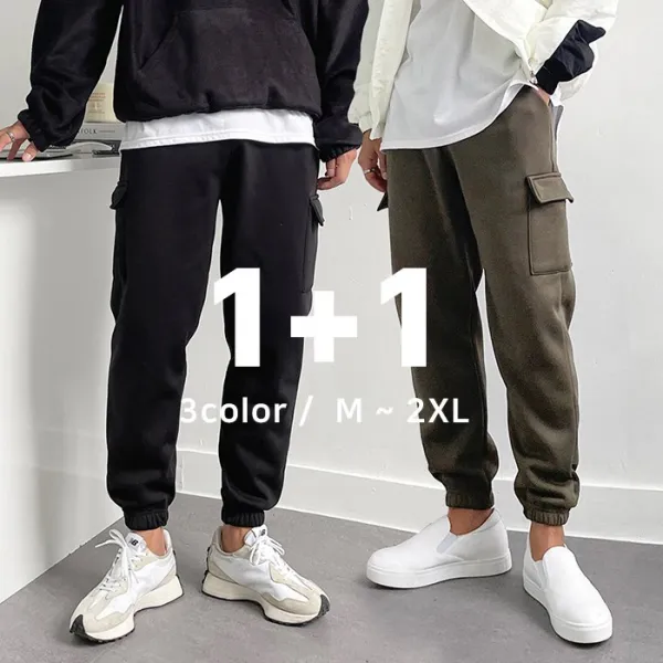어둑 [1+1][당일출고] 기모바지 밴딩 카고조거팬츠 (3color)