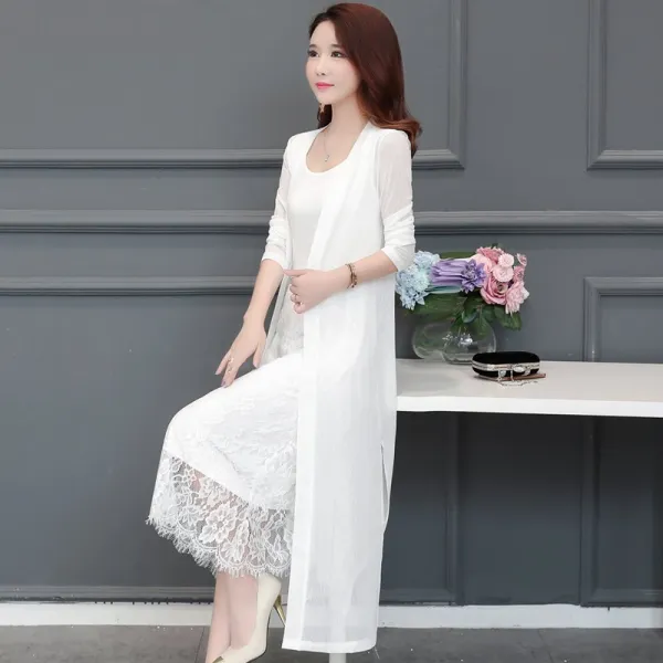 Zoneshop 여성 롱 쉬폰 가디건 니트 루즈핏 빅사이즈 코트xz