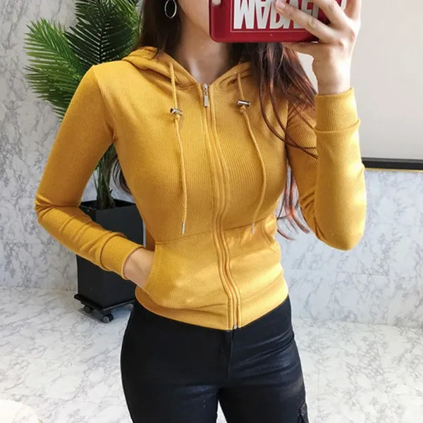 후드집업 후드티 여성얇은스타일 여름시즌 2019유행하는뉴스타일 운동 슬림 지퍼 상의 카디건 숏코트 봄가을