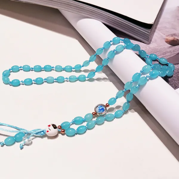 핸드폰 끈 여걸 멱살 꼬임 속국풍 비취옥 펜던트 크리스털 구슬 손목 애플 X 화웨이 오픈 Vivo 1 롱호수 수블루 비취 걸개밧줄