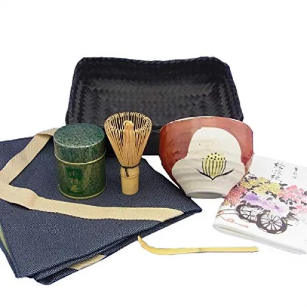 푸근 다도 예법 세트 멀티 컬러 크기 : [마약 그릇】 (약) Φ10 × H7cm 【보자기 가방】 (약) 46cm 코너 [대나무 바구니】 (약) W20 × D14, 단일상품