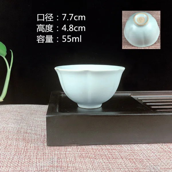 랜덤 노는 여요 가요 개인 핸드페인팅 도자기 요변 청 꽃 삿갓잔 쿵푸 마스터스컵 중국식 여요 컵 타입 양식 6