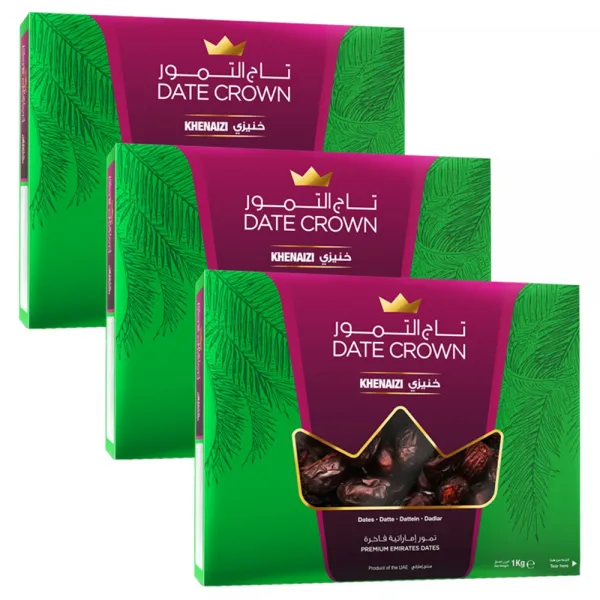 DATECROWN KHENAIZI 대추야자 데이트크라운 케네지 1KG UAE, 1KG 3개