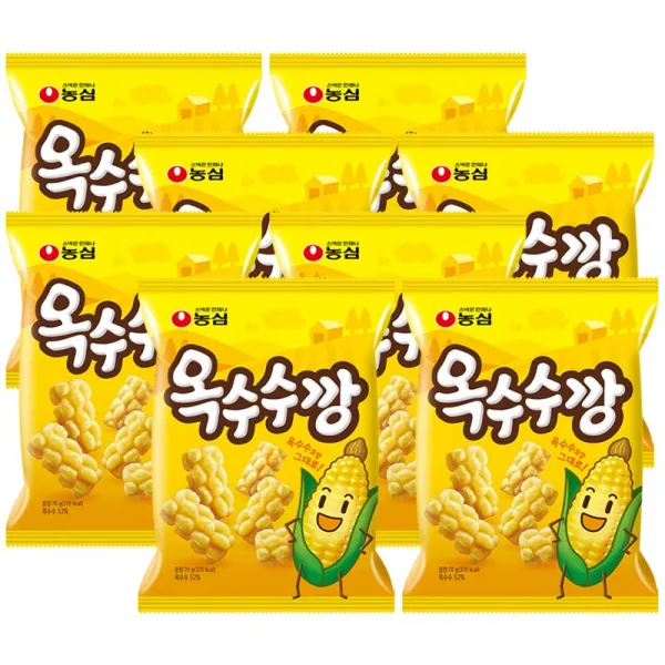 농심 옥수수깡 46년 만에 새로운 깡 등장 스낵 과자 옥수수 새우깡, 70g, 8개