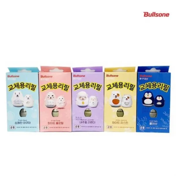 [몽둥이네마트] 불스원 폴라프레쉬 교체용리필 쿨 허브향 차량용 방향제 탈취제 대시보드형 통풍구클립형 룸미러걸이형 호환리필형, 3개