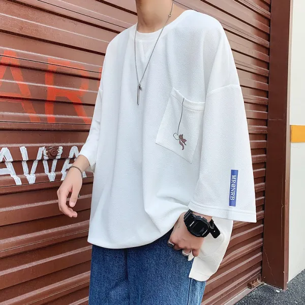 Jun.17 195번 7부 소매 일본 박시 반팔 티 남장 여름 트렌드 8부 소매 멋쟁이 Ins 낙담z