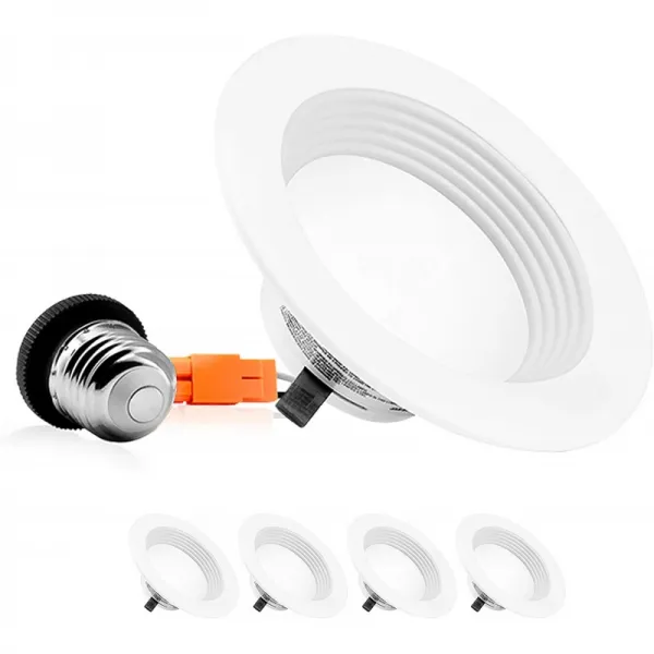 Parmida (4 팩) 4 인치 조광 가능 LED 매입 형 개량형 통 조광 가능 배플 트림 10W (65W 교체) 650lm