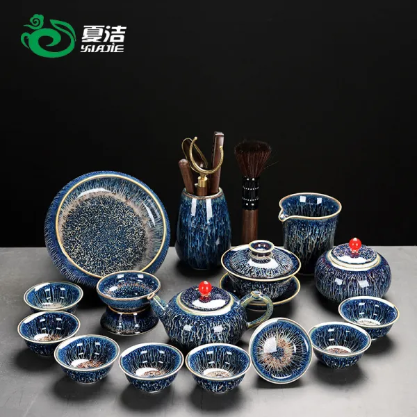 룩 가정용 도자기 뚜껑공기 다관 서클 믹스 다도 풀 사무실 면회 차를 달이다 16 두서시 몽환 별이총총한하늘