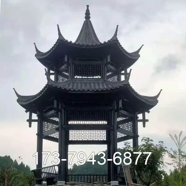 DIPYLON 야외정자 옥외 원목 사각 육각팔각 방부목 고건정정 장랑별장 마당 목옥 포도틀 정자, 고건물 2층 육각정/미 커스텀 무보관 주문 연