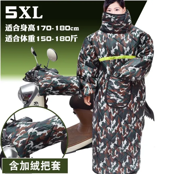 배달 오토바이 워머 바람막이 전기병차는 바람막이 옷을 뒤집어 입고 수동적으로 기모노를 더하, 기본 코트-가모-5XL-카모
