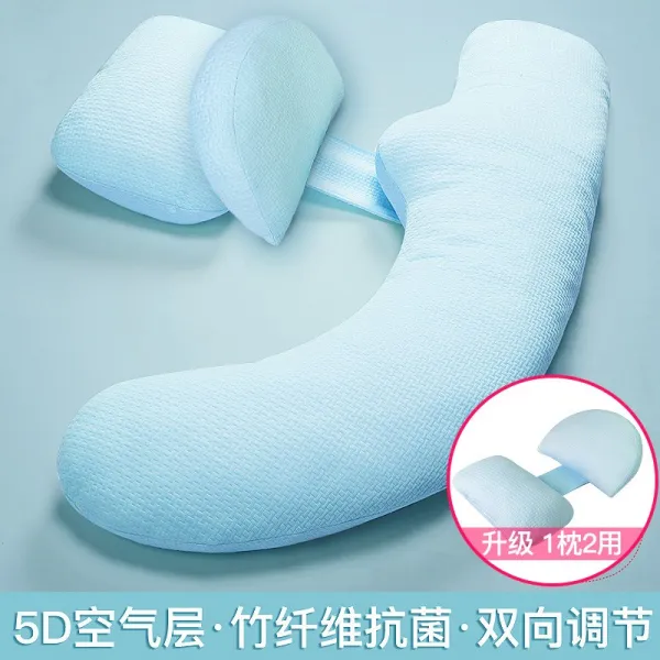 아이필로우 임산부 베게 허리보호 측면수면 옆으로눕기 기 u기능 산전복대 다리를꼬은 베개 쿠션, T13-베개 하나 겸용-업그레이드-모란디 블루-소프트 15D구름 느낌 공기층-대나무섬유 항