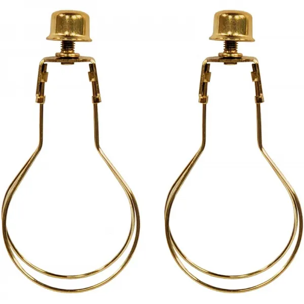 Royal Designs CL-2001-BR-2 Havy Duty Lampshade Clip Adapter for 라운드 전구용 피니얼 2팩 폴리시브 브라스 - -, 단일옵션, 단일옵션