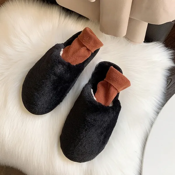0면 보온 두꺼운 큐트 나비넥타이 산후조리 신발 털 퍼슬리퍼