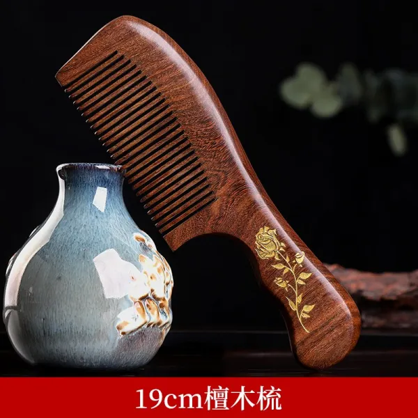 천연 복숭아나무빗 자 가정용 우드 숏 정전기 탈모이다 단목 쇠뿔 방지 남성 여성 장발 전용, 19cm 박달나무빗