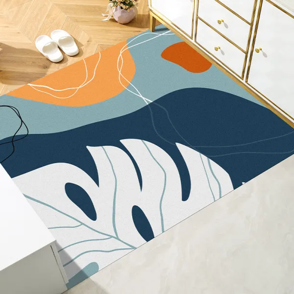 세탁 면제 가죽 입가 도어 매트 입문 매트 가정용 방수 미끄럼 방지 발판 PVC 닦기 가능 재단 카펫, 봄 경치가 아름답다.