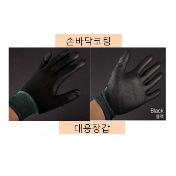 대용 PU 반 이중 코팅 면 장갑 10켤례 글로브, 손바닥 코팅 (블랙)