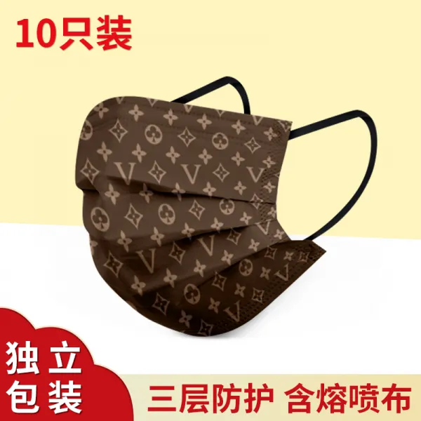 독립 포장 플라워 프린트 귀에 못이 박히다 LV 성질 데님 색 개성 독창적 트렌드 타입, 마스크 :10 개입 (스타일리쉬 플라
