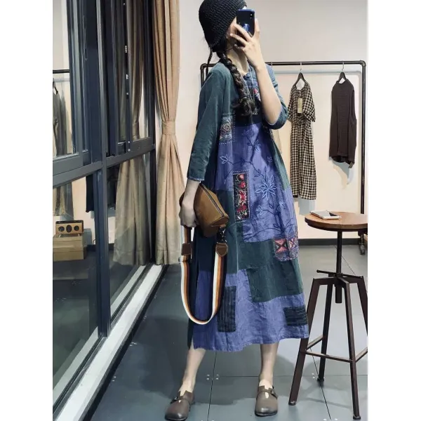 Bear 패치워크 원피스 짜집기 의상 여자 누더기 패션 Gc 000080678