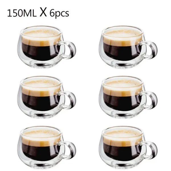 Moyishi 유리쌍벽단열텀블러 에스프레소컵 150mlx6pcs, 6pcs 150ml